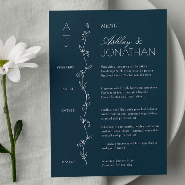 Modern Organic Floral Divider Wedding Reception Menu (Creator Uploaded)