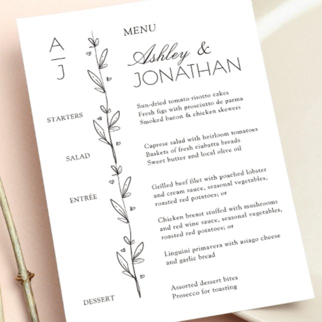 Modern Organic Floral Divider Wedding Reception Menu (Creator Uploaded)