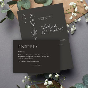 Modern Organic Floral Divider Wedding RSVP Card
