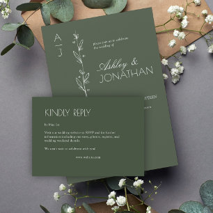 Modern Organic Floral Divider Wedding RSVP Card