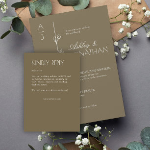 Modern Organic Floral Divider Wedding RSVP Card