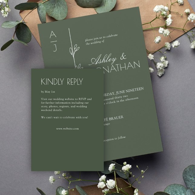Modern Organic Floral Divider Wedding RSVP Card (Creator Uploaded)