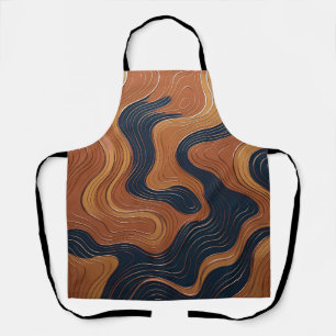 Modern Organic Terracotta Navy Fluid Waves Apron