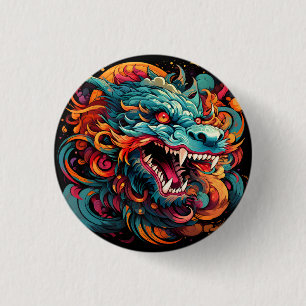 Modern Oriental Dragon Majesty 3 Cm Round Badge