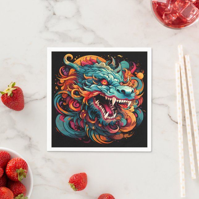 Modern Oriental Dragon Majesty Napkin (Insitu)