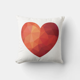 Modern origami red and blue hearts cushion