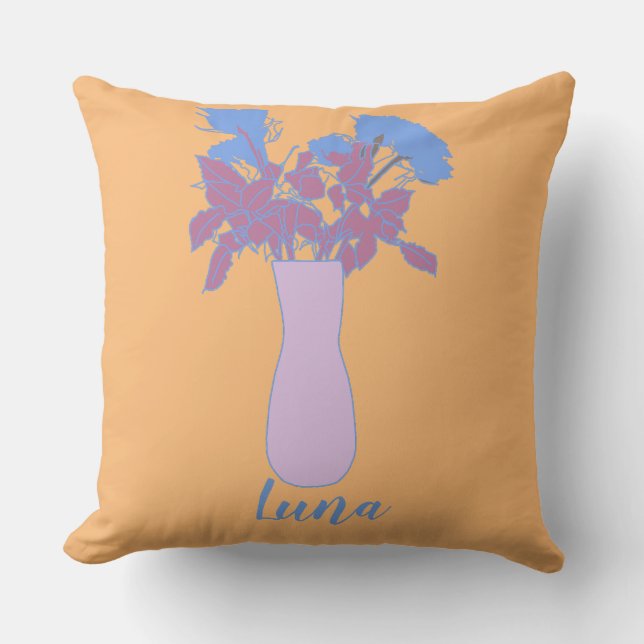 Modern Original Flower Art  Illustration Cushion (Front)
