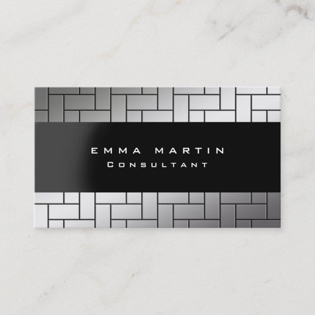 Modern Original Grey White Unique Trendy Creative Business Card (Front)