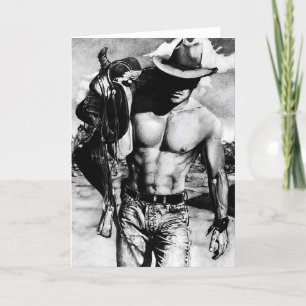 Modern Original Hand-drawn Art Handsome Cowboy  Thank You Card