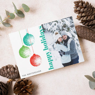 Modern Ornament Happy Holidays Family Photo Card