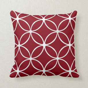 Modern, ornamental petals, burgundy, white cushion