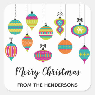 Modern Ornaments Christmas Holiday Square Sticker