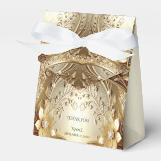 Modern Ornate Gold Floral with Pearls Favour Box