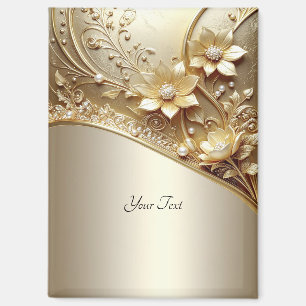 Modern Ornate Gold Floral with Pearls Magnet