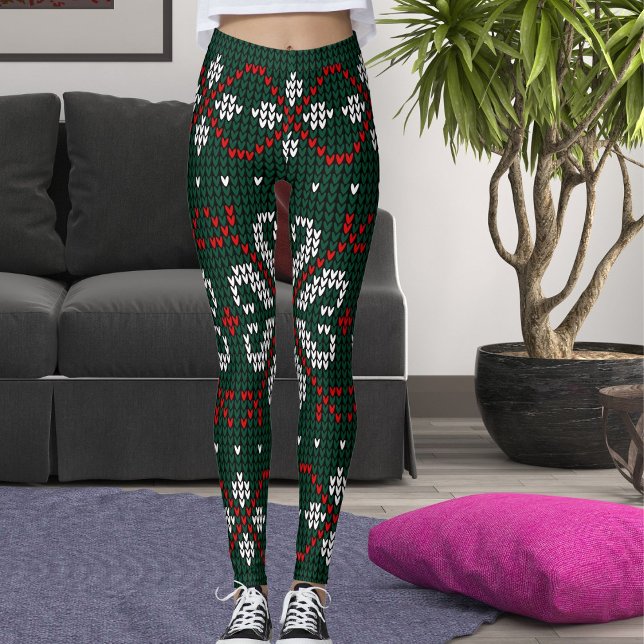 Modern Ornate Knitted Christmas Pattern Women Gift Leggings (Creator Uploaded)