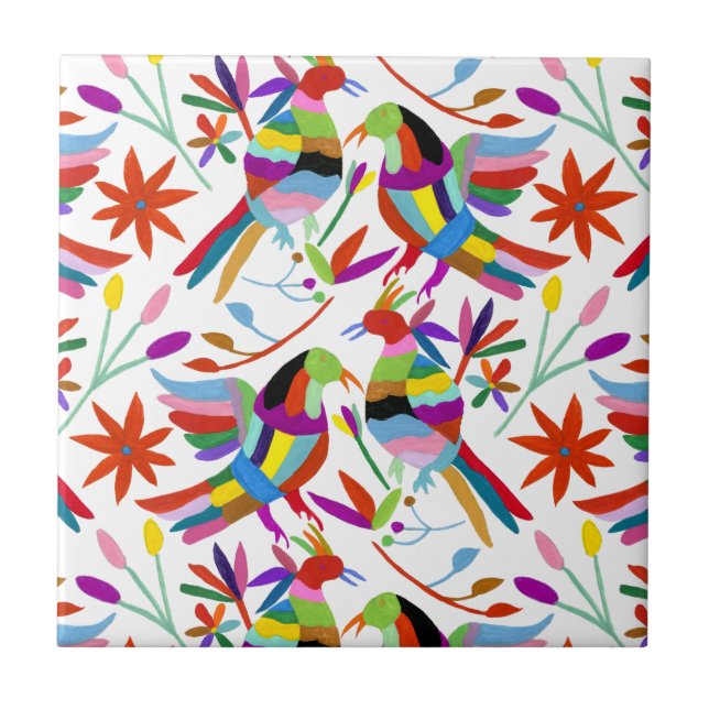 Modern Otomi Design III Ceramic Tile (Front)