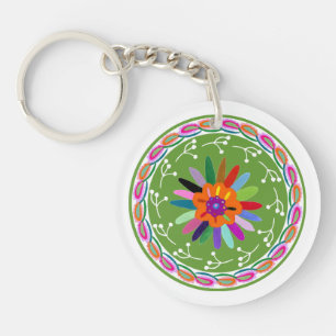 Modern Otomi Design Key Ring