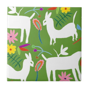 Modern Otomi Design Llama Donkey Design Ceramic Tile