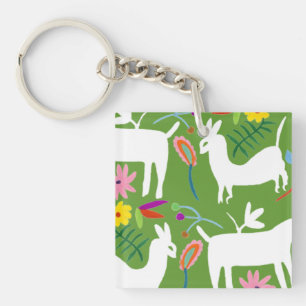 Modern Otomi Design   Llama Donkey Design Key Ring