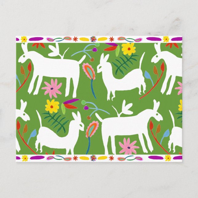 Modern Otomi Design | Llama Donkey Design Postcard (Front)