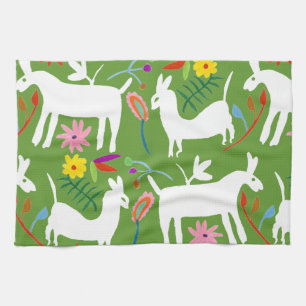 Modern Otomi Design   Llama Donkey Design Tea Towel