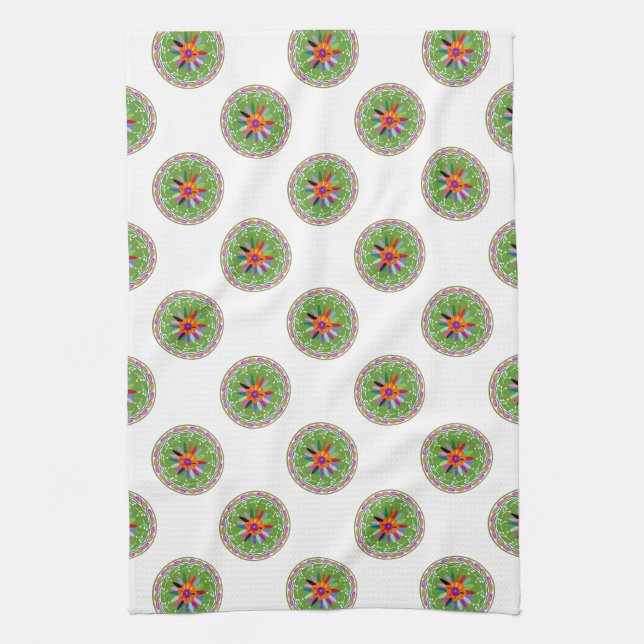 Modern Otomi Design Tea Towel (Vertical)