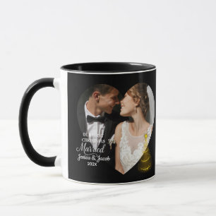 Modern Our First Christmas Married Heart Photo Mug