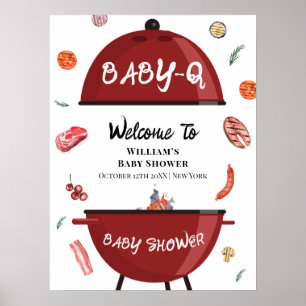 Modern Outdoor Backyard BBQ Baby Shower Welcome Poster