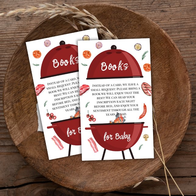 Modern Outdoor Backyard BBQ Books For Baby Shower  Enclosure Card (Modern Outdoor Backyard BBQ Books For Baby Shower Enclosure Card)