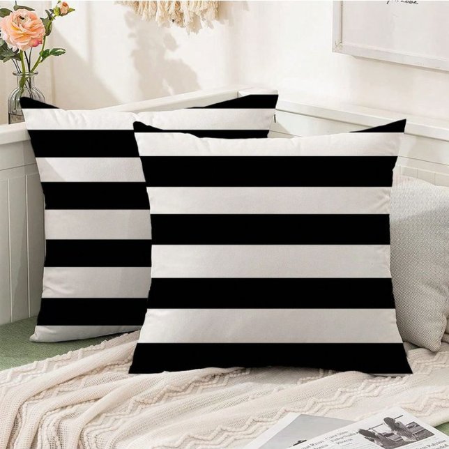 Modern Outdoor Decor Black & White Classic Striped Cushion (Modern Outdoor Decor Black & White Classic Striped Outdoor Pillow)