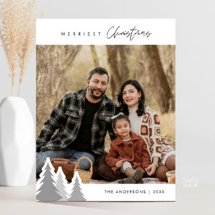 Modern Outdoor, Merriest Christmas Family Photo Postcard