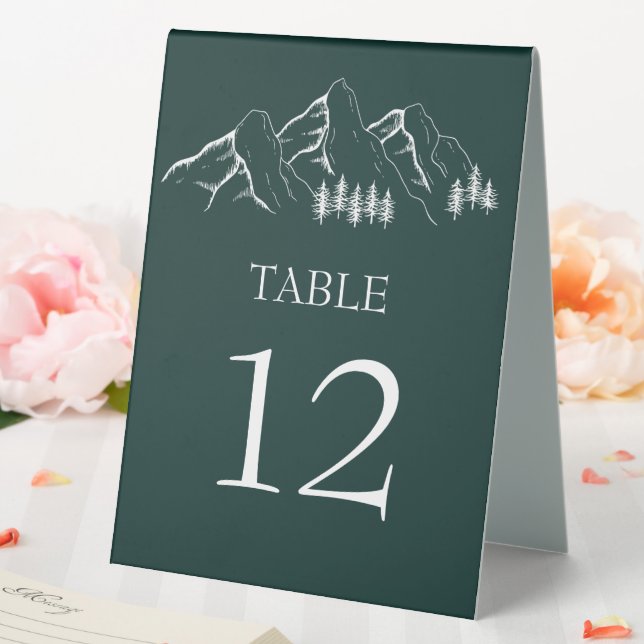 Modern Outdoor Mountain Pine Tree Table Number (In SItu (Wedding))