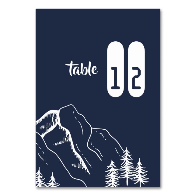 Modern Outdoor Mountain Pine Tree Table Number (Front)