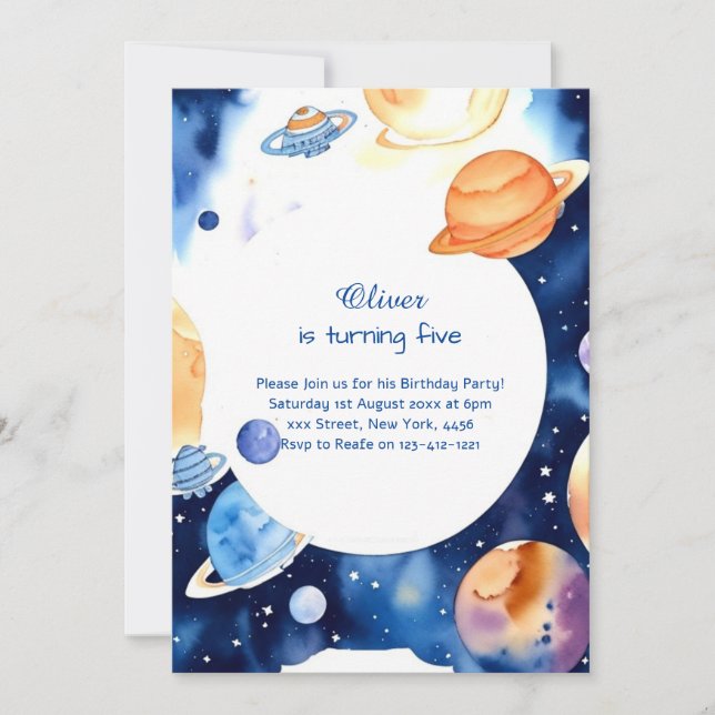 Modern Outer Space Stardust Birthday Invitation (Front)