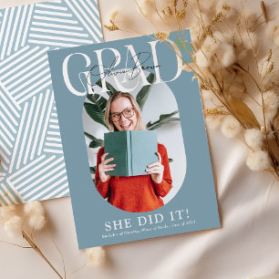 Modern Oval Graduate  Photo & Signature Graduation Announcement