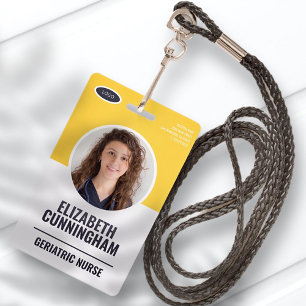 Modern Oval Logo Employee Photo Name Barcode ID Badge