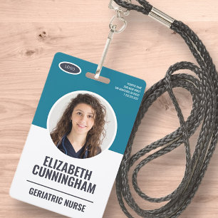 Modern Oval Logo  Employee Photo Name Barcode ID Badge