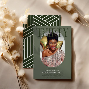 Modern Oval Photo & Signature 30th Birthday Invitation