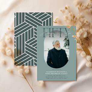 Modern Oval Photo & Signature 50th Birthday Invitation
