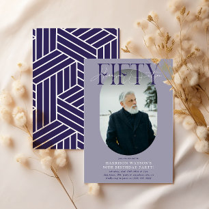Modern Oval Photo & Signature 50th Birthday Invitation