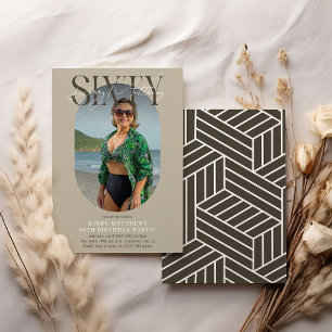 Modern Oval Photo & Signature 60th Birthday Invitation