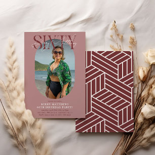 Modern Oval Photo & Signature 60th Birthday Invitation