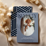 Modern Oval Photo & Signature 70th Birthday Invitation<br><div class="desc">Modern stylish 70th Birthday Invitation. Design features an oval photograph of the birthday girl/boy, the elegant lettering 'SEVENTY' with the persons name in signature script over the top and a simple birthday party template that is easy to customise with your own details. The colours can also be changed to match...</div>