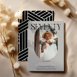 Modern Oval Photo & Signature 70th Birthday Invitation<br><div class="desc">Modern stylish 70th Birthday Invitation. Design features an oval photograph of the birthday girl/boy, the elegant lettering 'SEVENTY' with the persons name in signature script over the top and a simple birthday party template that is easy to customise with your own details. The colours can also be changed to match...</div>