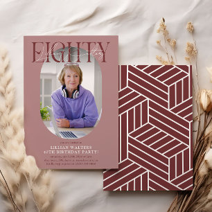 Modern Oval Photo & Signature 80th Birthday Invitation