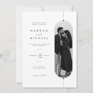Modern Oval Photo Wedding Invitation Template .