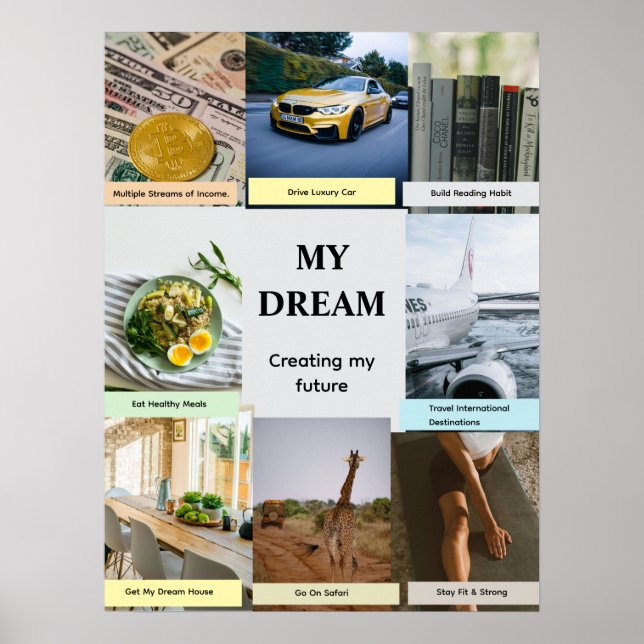 Modern Overlap Grid Vision Board Poster (Front)