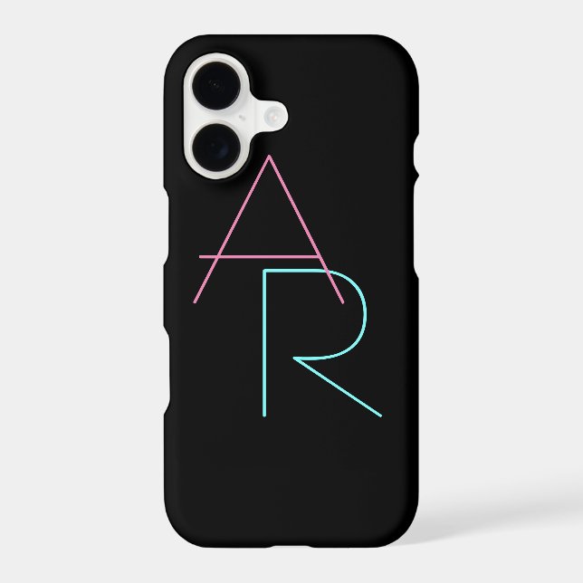 Modern Overlapping Initials | Pink Turquoise Black (Back)