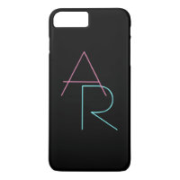 Modern Overlapping Initials | Pink Turquoise Black