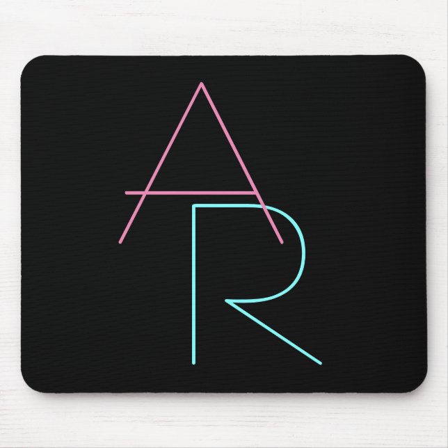 Modern Overlapping Initials | Pink Turquoise Black Mouse Pad (Front)